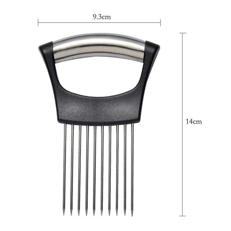 Stainless Steel Onion Cutter Holder | Food Slicers Assistant | Tomato Onion Slicer Holder | Vegetables Cutting Fork - Kitchen Gadgets