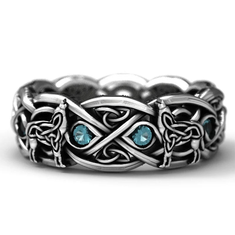 Huitan Viking Giant Wolf Ring – Nordic Mythology Totem, Unisex Punk Hip Hop Fashion Jewelry Gift