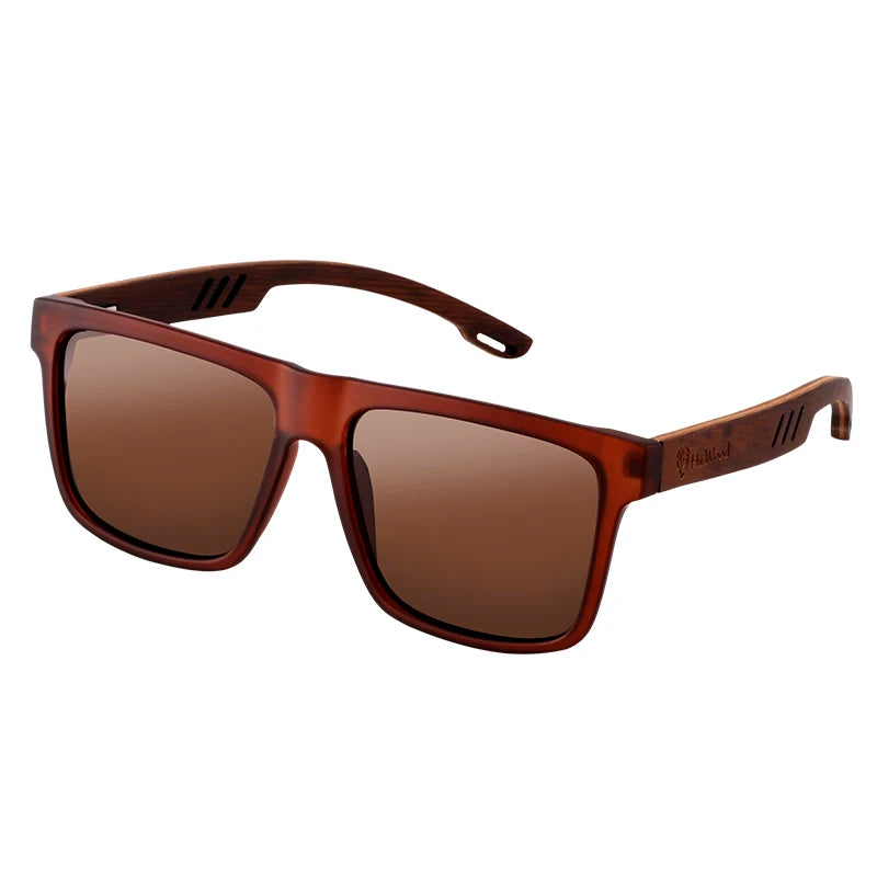 HU WOOD Square Polarized Sunglasses for Men — UV400 Fashion Sport & Driving Sun Glasses