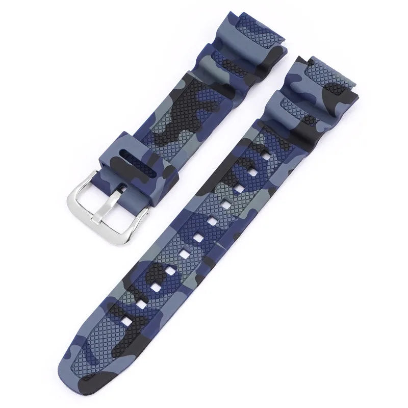 18mm Camouflage Silicone Watch Strap for Casio G-Shock AQ-S810W AE-1000W AE-1200/1300 SGW-300 W-215 F-108 - Sport Replacement Band