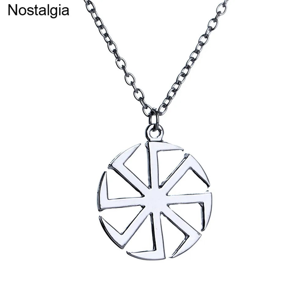 Nostalgia Slavic Kolovrat Pendant Necklace – Pagan Wicca Russian Wheel Amulet Talisman Jewelry