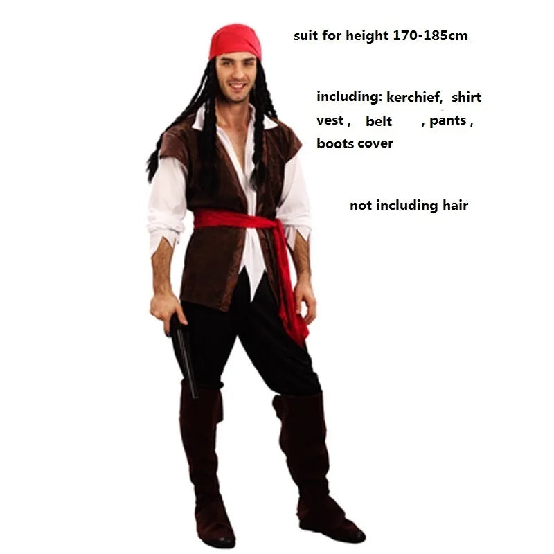 Pirates of the Caribbean Cosplay Costume β Adult Captain Jack Sparrow Outfit for Men & Women, Halloween Party