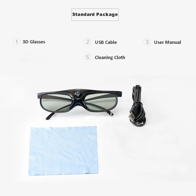 2PCS Active Shutter 3D Glasses 96-144Hz β Compatible with BenQ, Acer, Optoma, JmGo V8, XGIMI Projectors