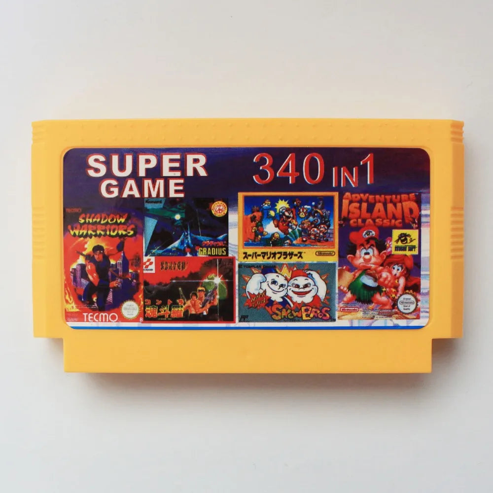 340-in-1 8-Bit Game Cartridge - 60-Pin Multi-Game Card for Classic Gaming Consoles