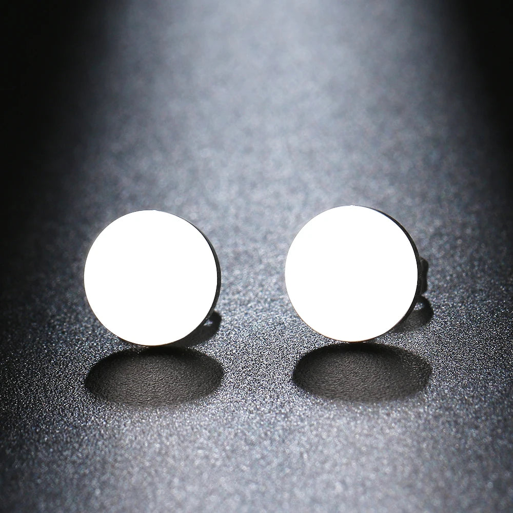 Minimalist Stainless Steel Round Stud Earrings – Classic Fashion Jewelry for Women