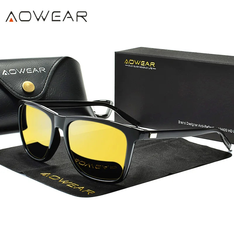 AOWEAR HD Night Vision Glasses β Polarized Yellow Lens Sunglasses for Men, Safe Driving Goggles