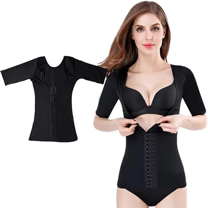 Women’s Seamless Short Sleeve Shapewear Top – Tummy Control Waist Cincher Body Shaper Undershirt Blouse