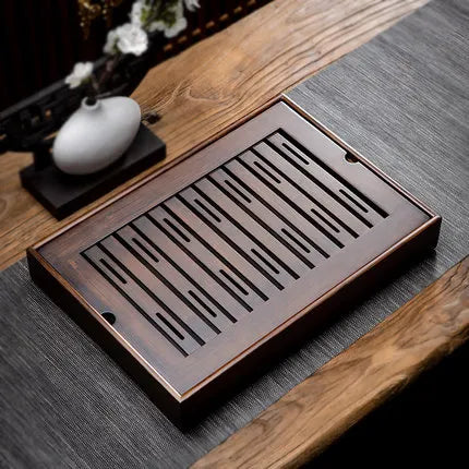 Natural Bamboo Wood Tea Tray β Rectangle Tea Set with Drainage, Water Storage Board for Chinese Tea Cups, Home Accessories