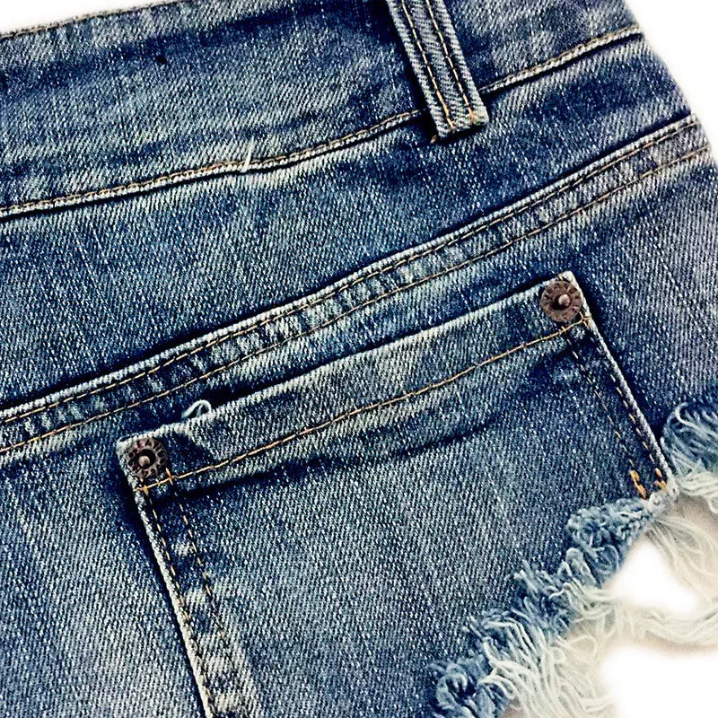 2025 Sexy Women’s Denim Booty Shorts – Low Waist Skinny Hole Clubwear Shorts