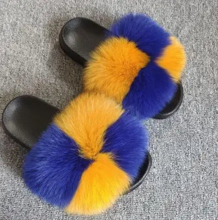 Girls’ Luxury Fluffy Fur Slippers – Warm Plush Indoor Flip Flop Slides for Women, New Arrival