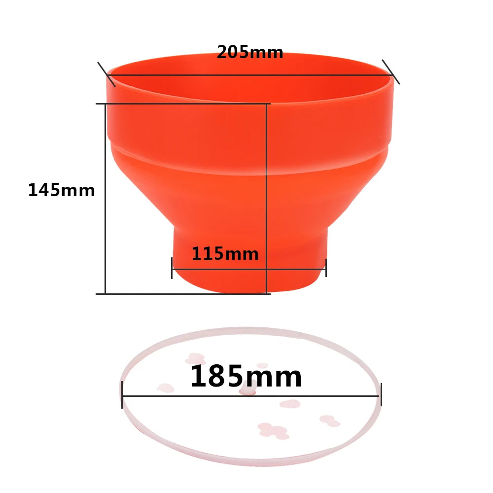 Red Silicone Microwave Popcorn Maker Bowl with Lid: DIY Popcorn Bucket, Chips, Fruit Dish - High-Quality Kitchen Easy Tools