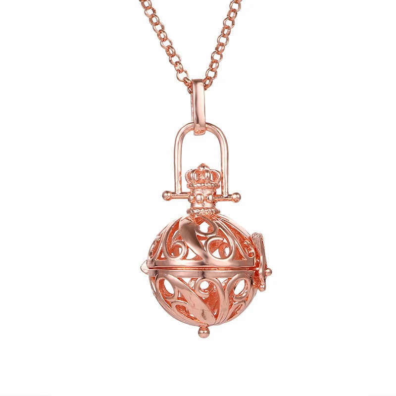 Mexico Music Ball Hollow Zircon Pendant Necklace – Vintage Perfume Aromatherapy Locket for Women