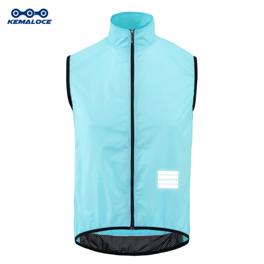 KEMALOCE 2023 Cycling Vest - Navy Blue Windproof Sleeveless Bicycle Gilet, Lightweight MTB Sports Wind Vest for Men