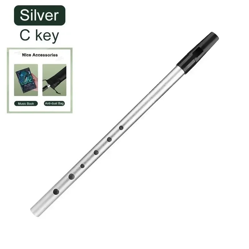Miwayer Irish Tin Penny Whistle Flute C/D Key – 6 Hole Traditional Irish Music Instrument
