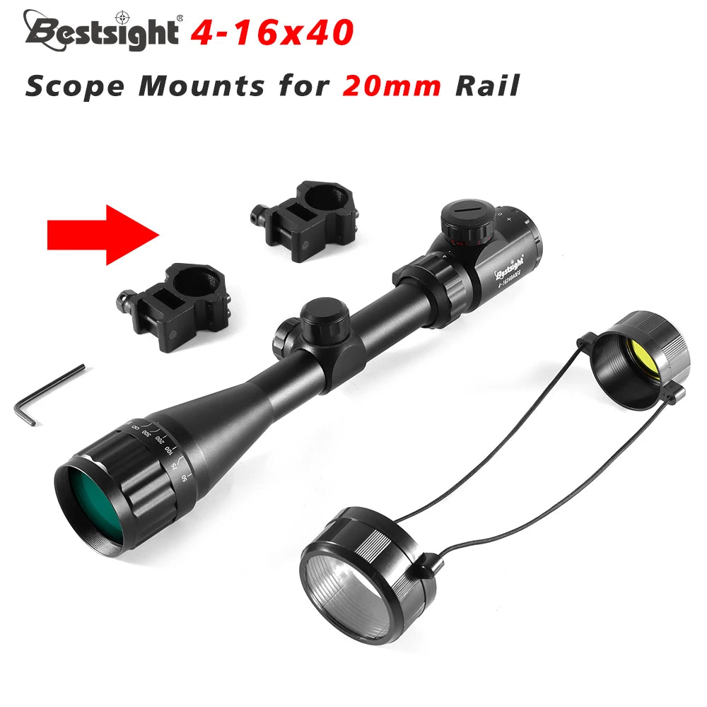 4-16x40 AOE Hunting Riflescope — Red & Green Illuminated Dot Scope for Airsoft & Sniper Rifles