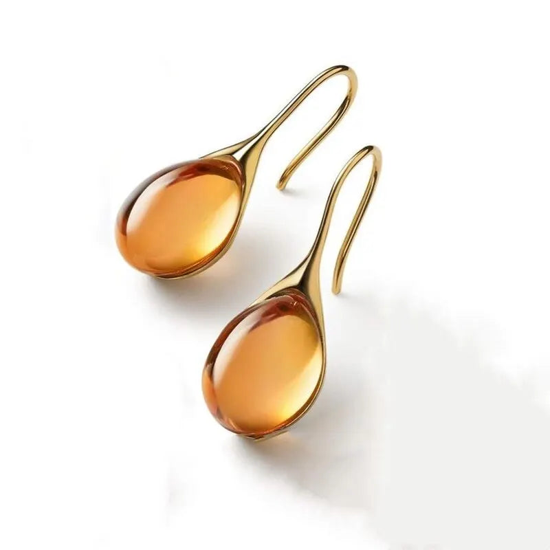 2-Piece Gold-Tone Faux Cat Eye Stone Earrings β Luxury Colorful Fashion Jewelry Set