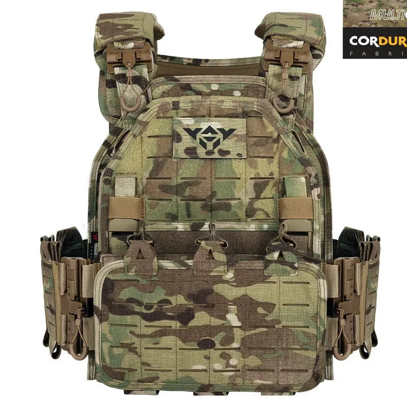 YAKEDA ATFG MOX CAMO Tactical Plate Carrier – Lightweight, Quick Release, 1000D Nylon MOLLE Vest for Combat & Hunting