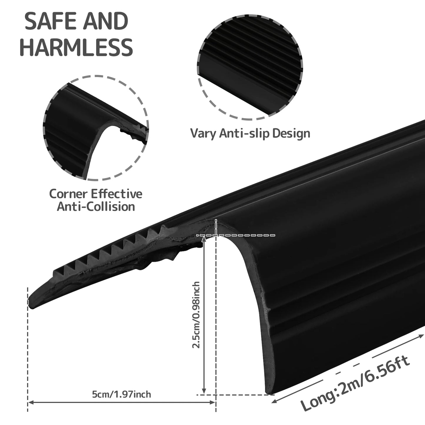 Soft PVC Stair Edge Protector β Non-Slip L-Shape Self-Adhesive Step Trim, 2m Stair Nose Edging Strip