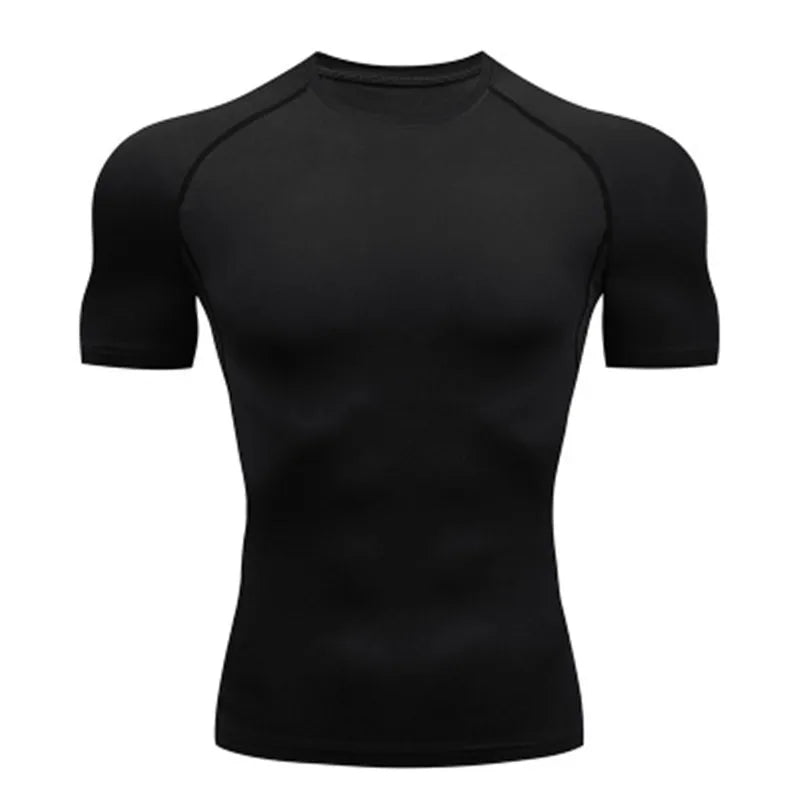 Men's Compression Running Shirt - Quick Dry Short Sleeve Fitness & Gym Training Top