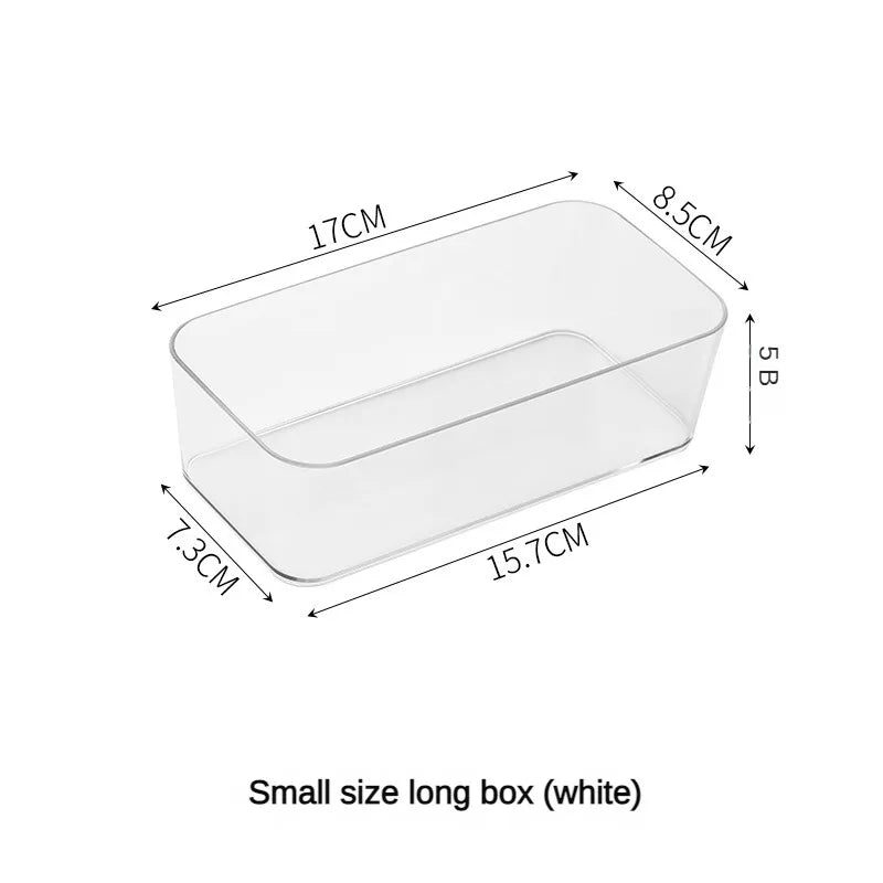 4PCS Clear Plastic Desk & Drawer Organizers – Makeup Storage Boxes for Office & Bathroom