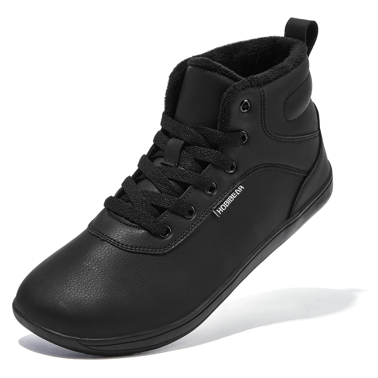 HOBIBEAR Unisex Winter Barefoot Shoes β Wide Toe Box Faux Fur Lined Ankle Sneakers for Women & Men, Artificial Leather Lace-Up
