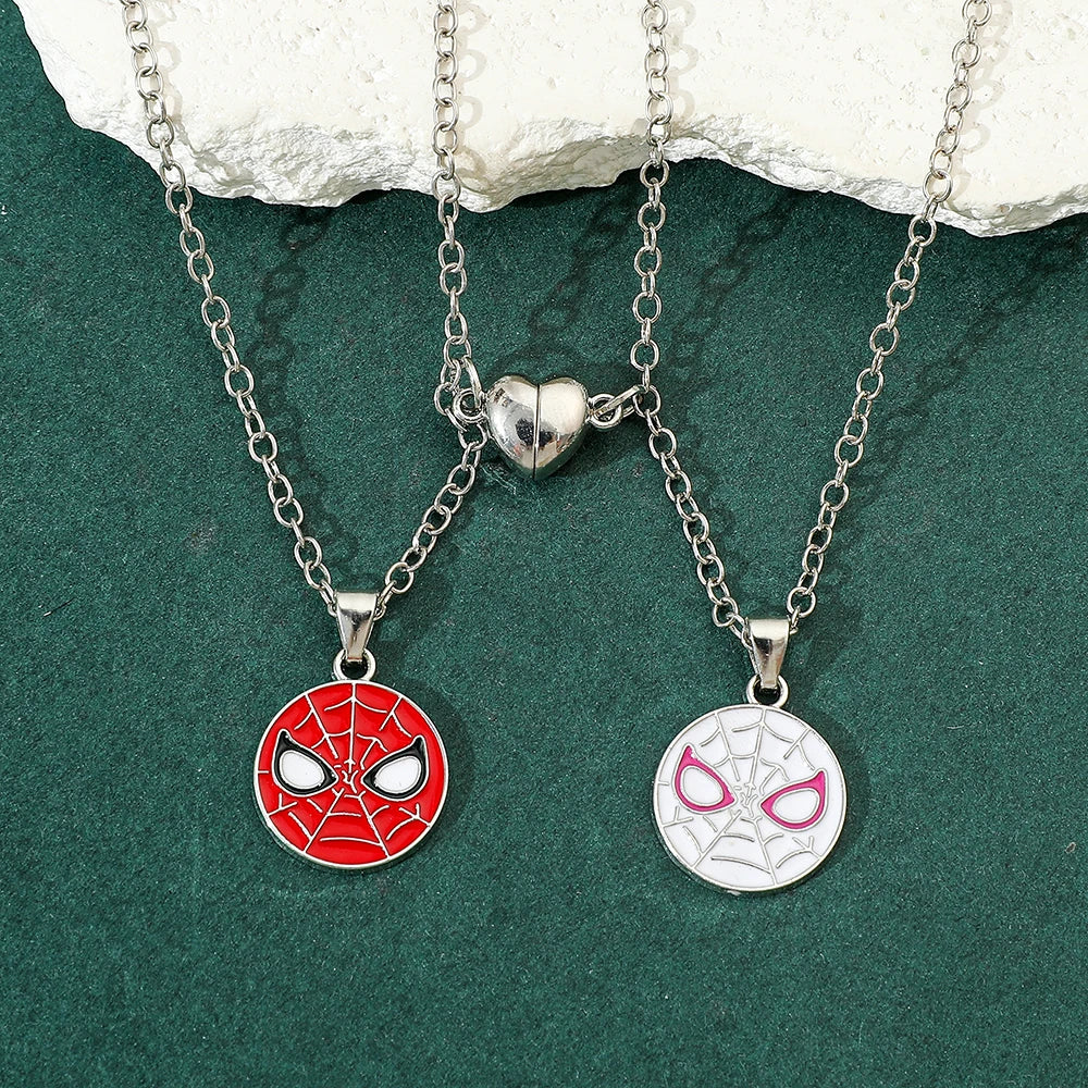 Spiderman Superhero Necklace Set - 2PCS Avengers Pendant Jewelry Gift for Couples & Valentine’s Day