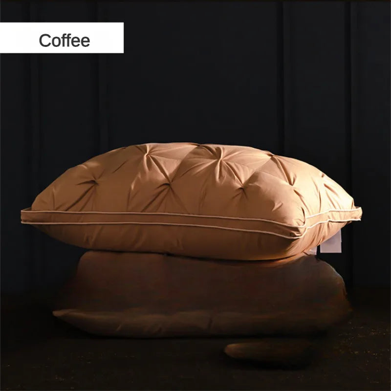 95% Goose Down Pillow – White Cotton Cover, 5-Star Hotel Quality, Low/Mid/High Loft for Sleeping, Rectangle Shape
