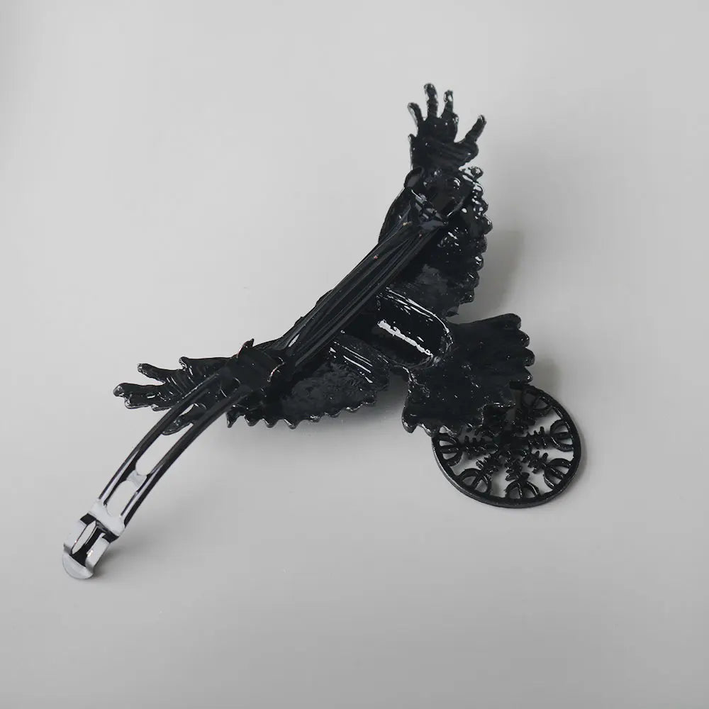 Gothic Crow Hair Clip - Vintage Witch Viking Cosplay Hair Accessory for Women