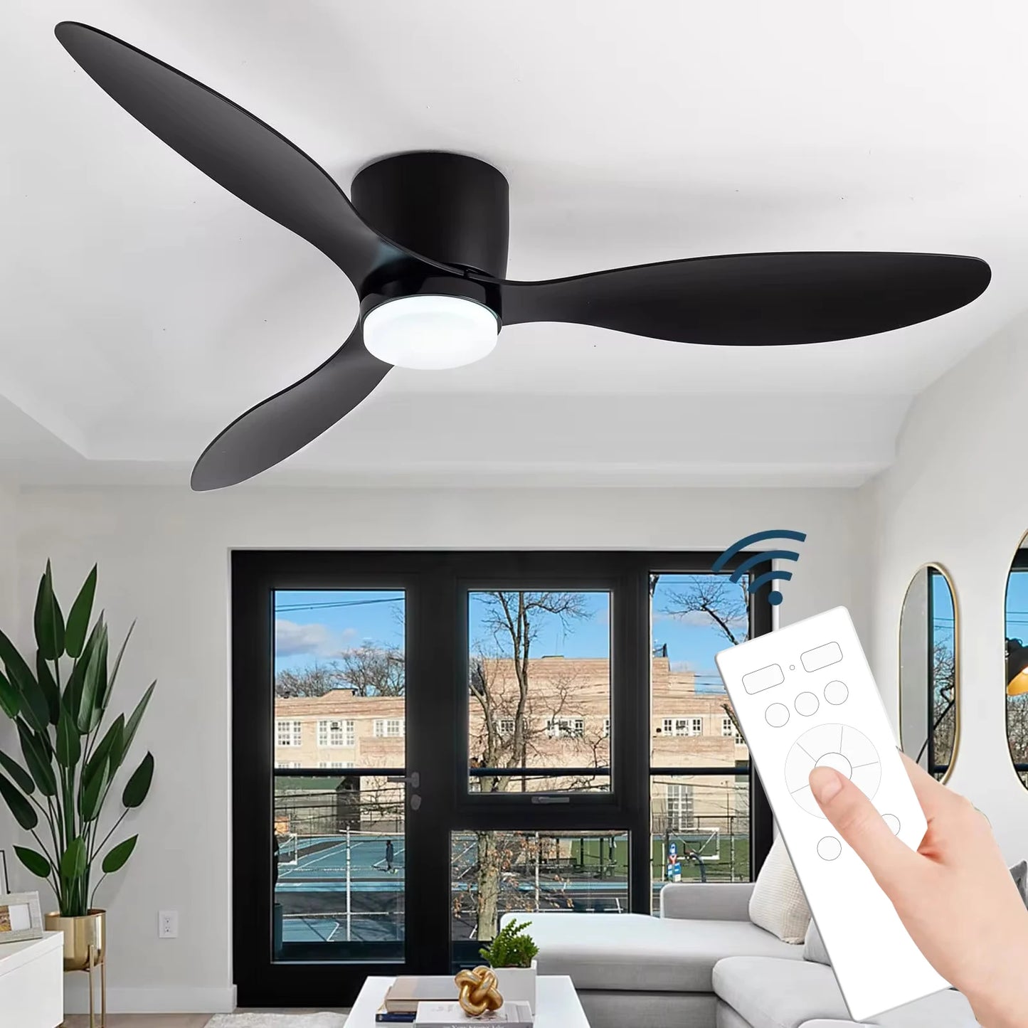 LED Ceiling Mounted Fan Light - Nordic Style Decorative Ceiling Fan for Living Room, Restaurant, and Minimalist Household Use
