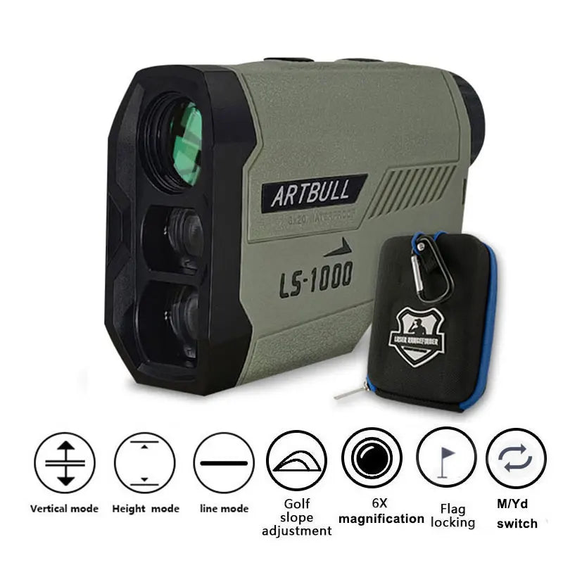 ARTBULL Golf Laser Rangefinder 1000M Telescope with Flag-Lock Slope and Pin Distance Meter for Hunting Monocular