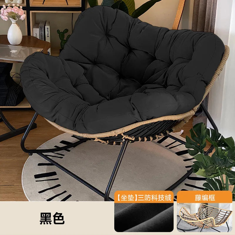 Realife Woven Rattan Rocking Chair - Comfortable Lazy Lounge Chair with Soft Cushion for Balcony & Home Relaxation