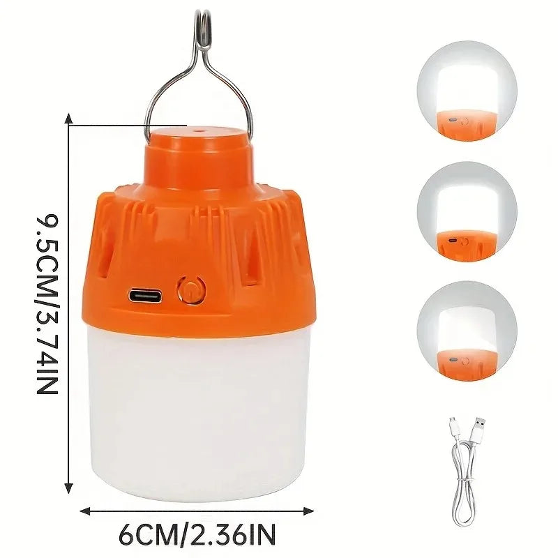 Portable LED Camping Light Bulb USB Rechargeable β 1/2/3/5/10PCS Outdoor Hanging Lamp with 3 Lighting Modes (White/Orange)