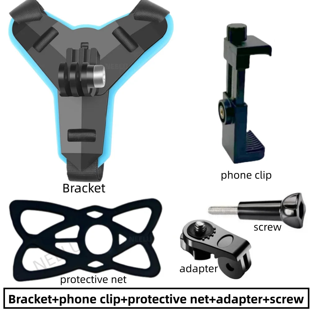 Motorcycle Helmet Phone & Action Camera Mount Holder β GoPro Hero 12/10/9/8/7 Compatible Sports Camera Accessories for Hands-Free Recording