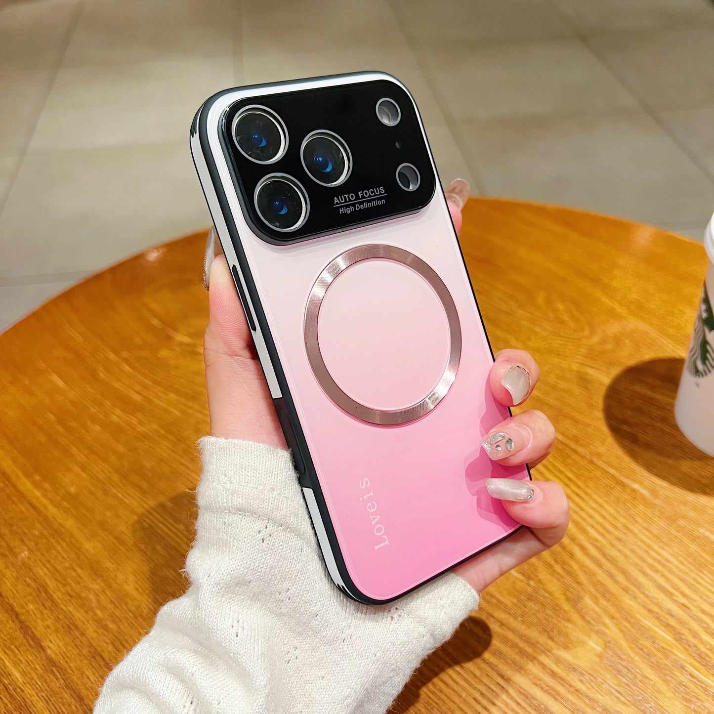 Luxury Large Window MagSafe Phone Case for iPhone 18 17 16 15 14 13 12 Pro Max Plus - Magnetic Gradient Streaming Protective Cover