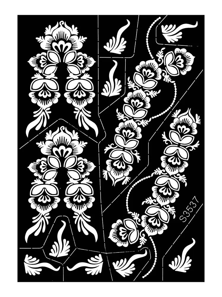 Reusable Henna Stencil Templates for Hand & Body – Floral Tattoo Stencils for Women, Weddings & Festivals Body Art Makeup Tools
