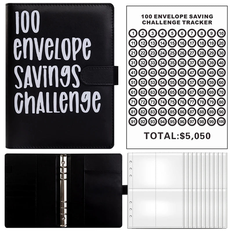 100 Envelope Challenge Binder – Savings Challenge Loose-Leaf Budget Binder with Cash Envelopes, Money Organizer System