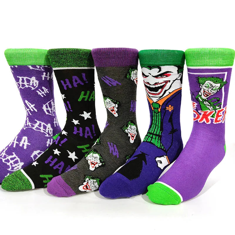 Cartoon Anime Crew Socks - 5 Pairs Unisex Hip Hop Street Style Novelty Casual Socks for Men and Women