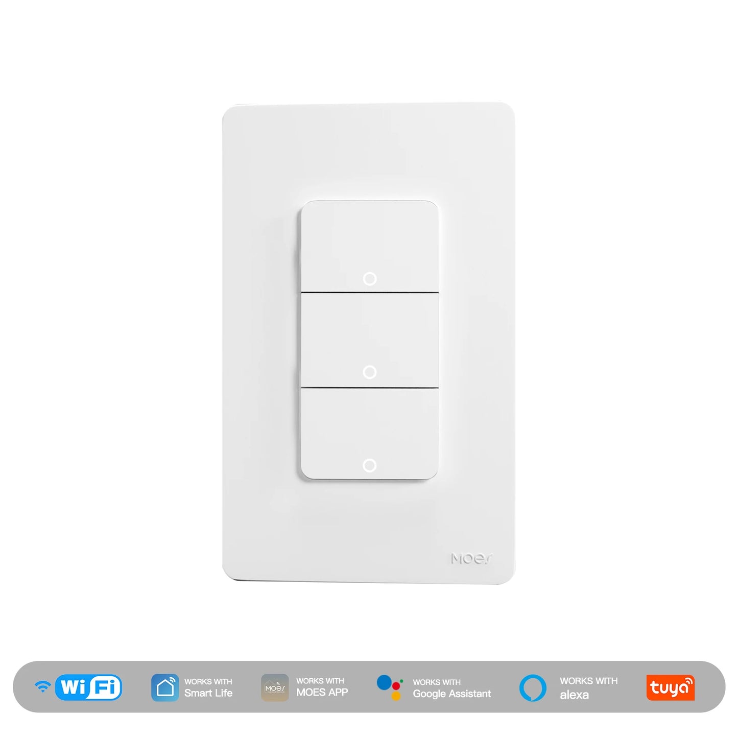 MOES Tuya Wi-Fi Smart Light Switch – US Single Pole Push Button Wall Switch, Alexa & Google Home Compatible, Neutral Wire Required