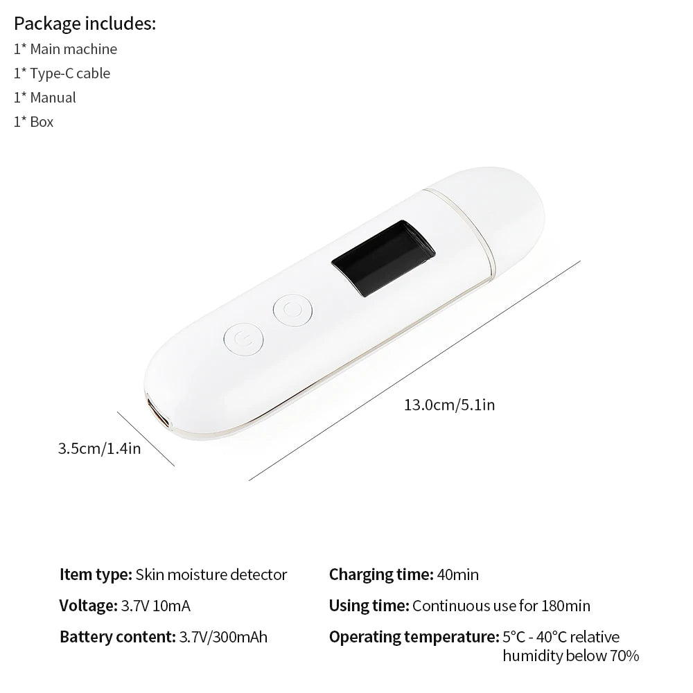 Skin Tester Analyzer - Moisture, Oil Content, Elasticity, and Age Test Meter with Fluorescent Agent Detector