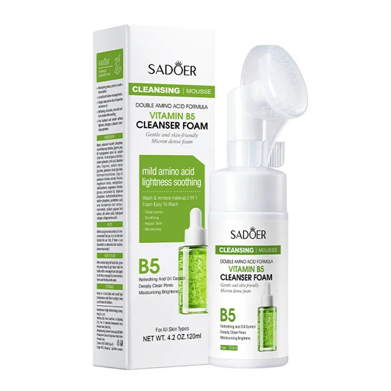 SAODER Q10 & Vitamin C Facial Cleanser — Moisturizing Brightening Face Wash Foam for Gentle Skin Cleansing