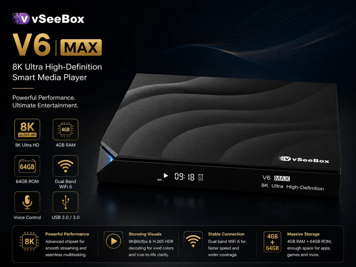 vSeeBox V6 Max Media Streaming Device + Free S7 Pro - Combo Deal with US Shipping
