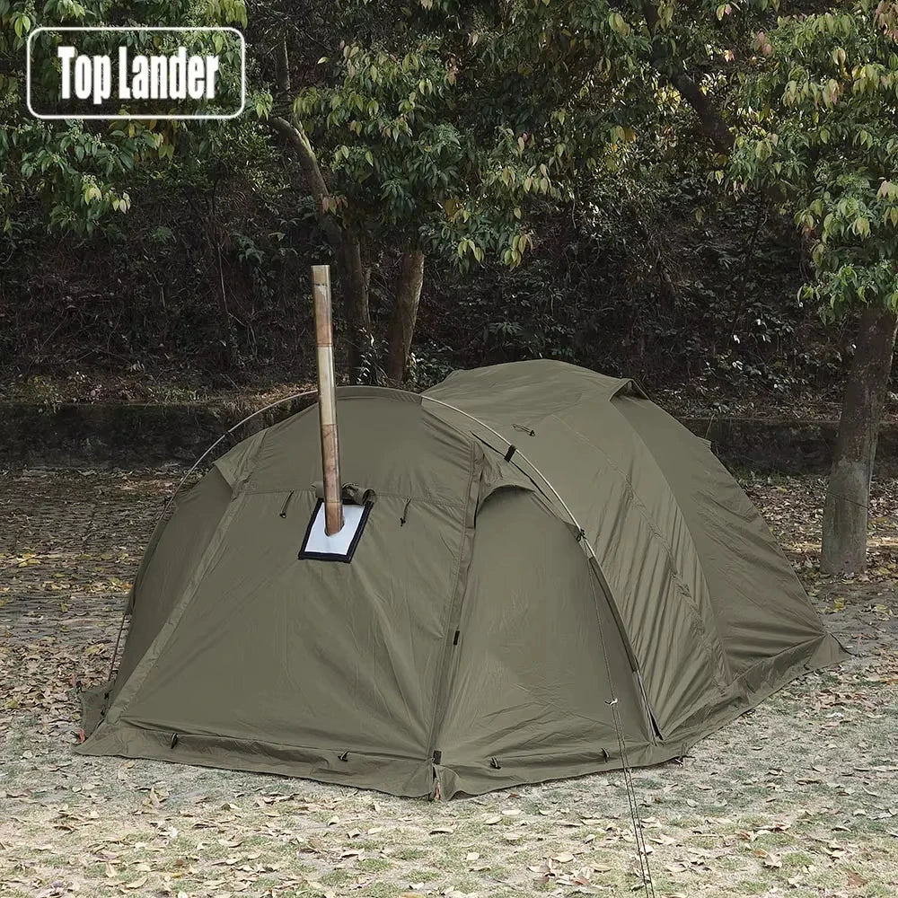 Fireproof Hot Tent for 2 People – Waterproof Extend Dome with Stove Jack & Snow Skirt, 4-Season Camping, Hiking, Hunting Winter Shelter