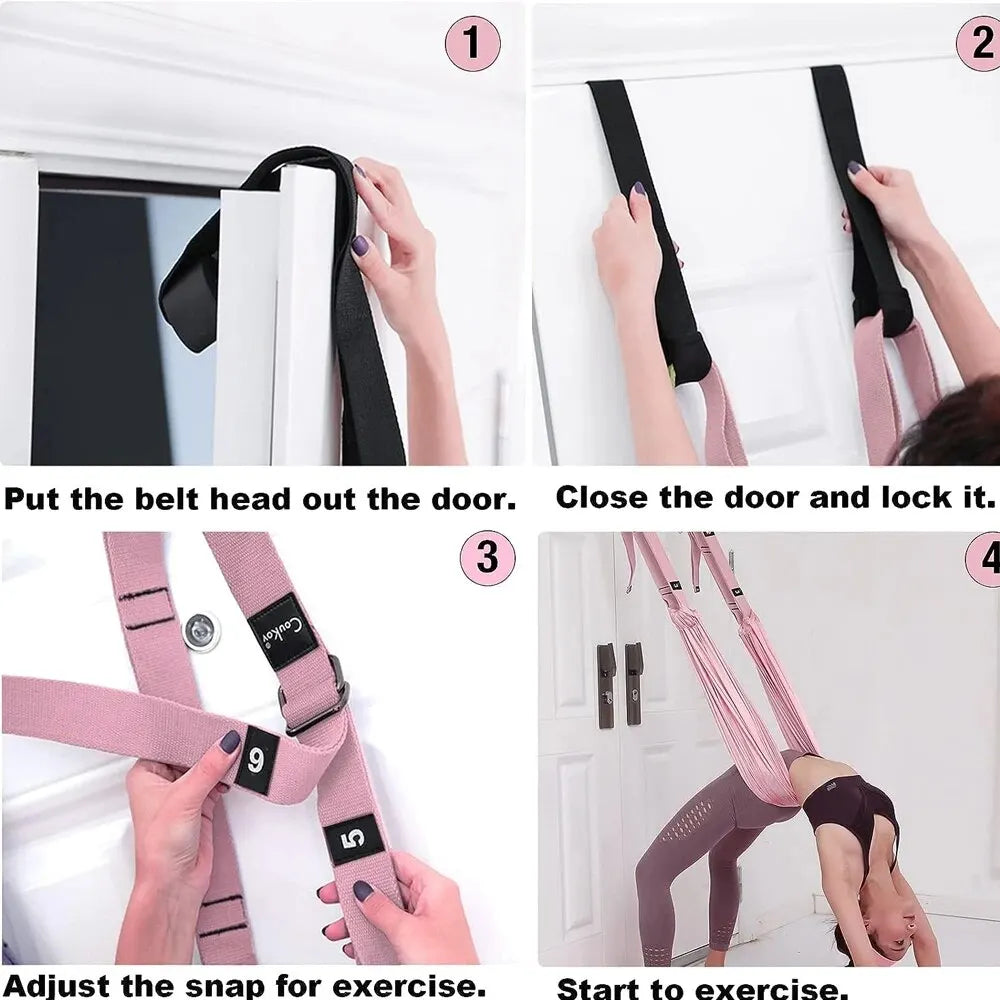 Aerial Yoga Rope - Straight Horse Crotch Open Elastic Yoga Belt for Split Lower Waist Training, Inverted Rope Pull Extension Belt