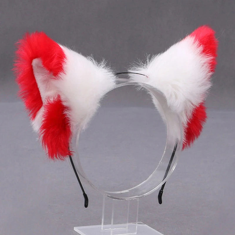 Lolita Animal Cat & Fox Ear Hair Hoops — Cosplay Faux Fur Hairband for Girls, Halloween Anime Headwear Accessory