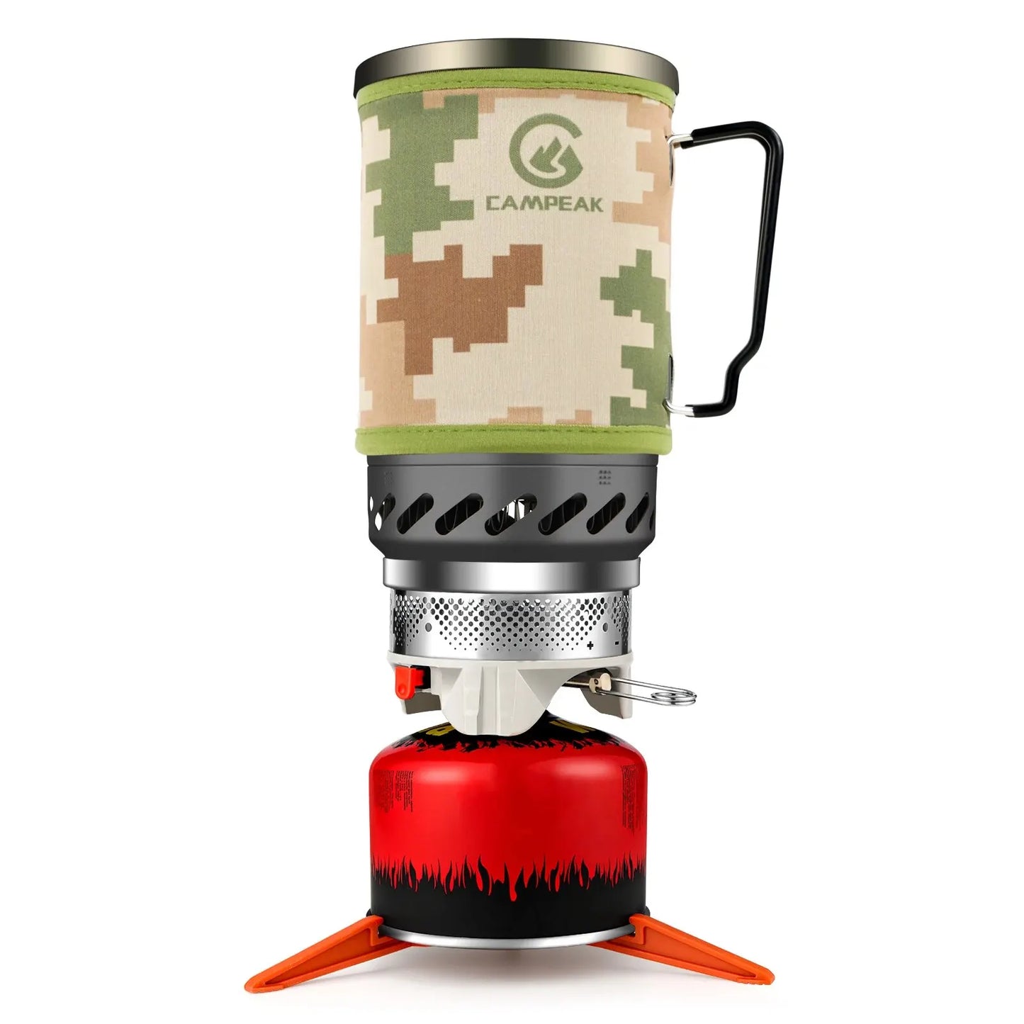 1.4L Backpacking Stove – Portable Propane Camp Burner with Red Tripod for Camping Cooking Gear