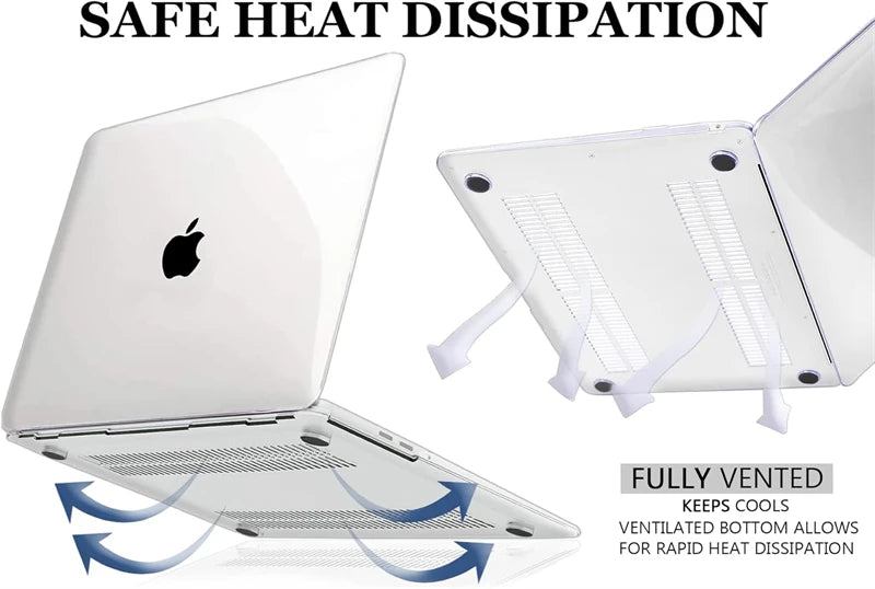 Crystal Clear MacBook Hard Case - Protective Cover for MacBook Air & Pro 13, 14, 15 & 16-inch Models