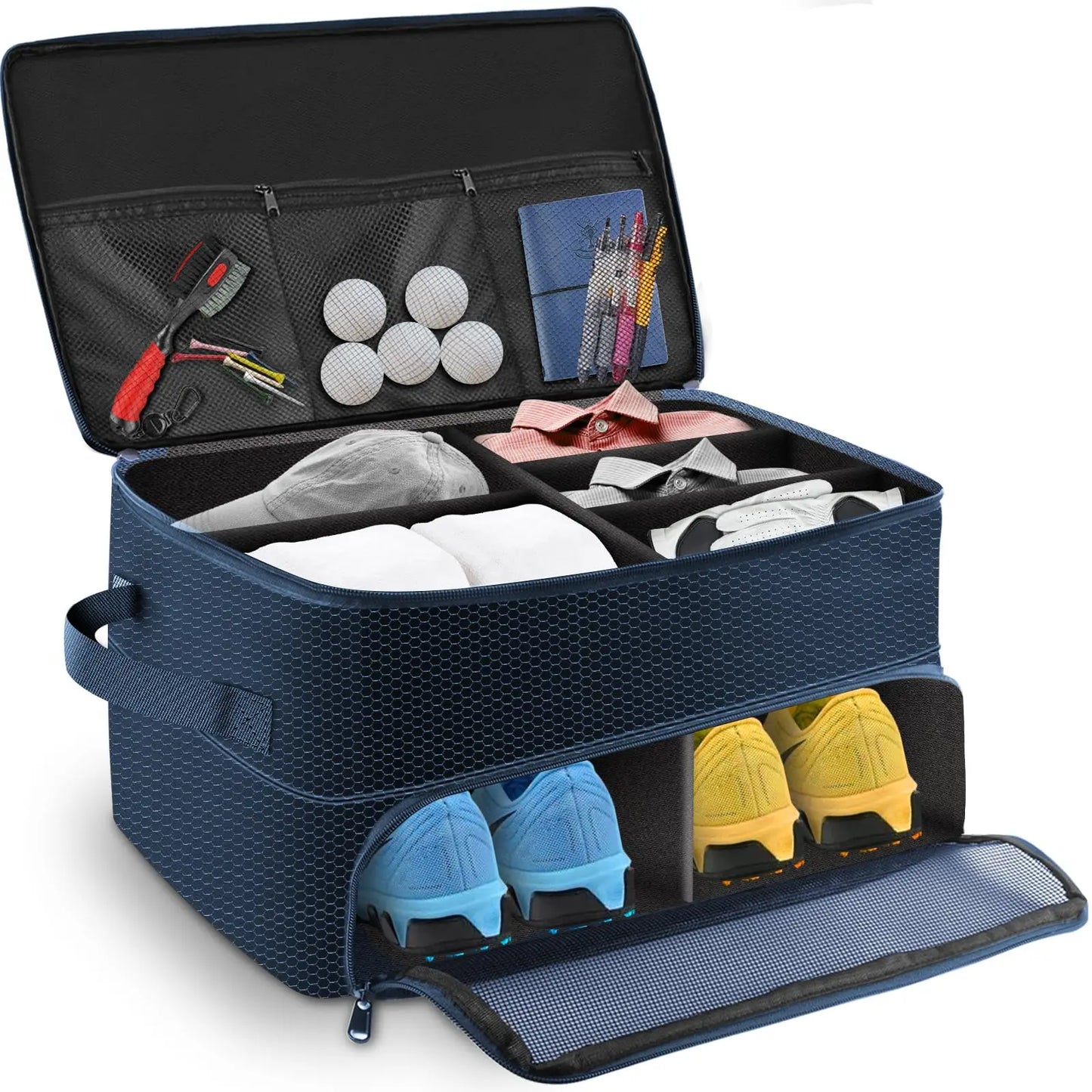 2-Layer Golf Trunk Organizer – Waterproof Durable Car Storage Bag for Golf Accessories