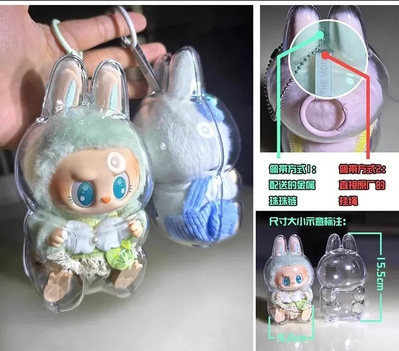 Transparent Protective Display Cover for Labubu Elf Plush Dolls – Cute Storage Box for Party Toys