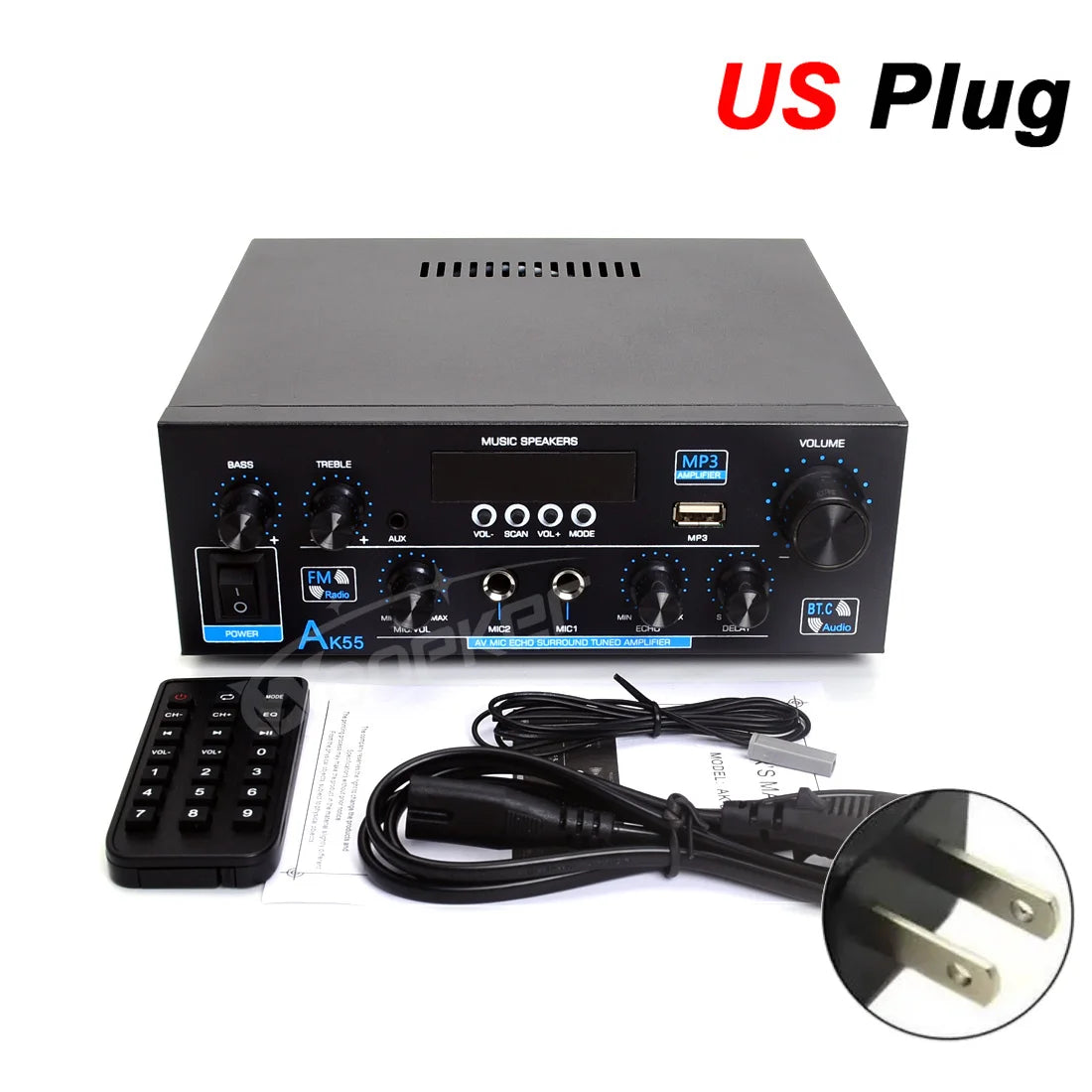 Woopker AK Series Digital Bluetooth Amplifier β 2 Channel HiFi Audio Amp with FM & USB for Home, Car & Karaoke