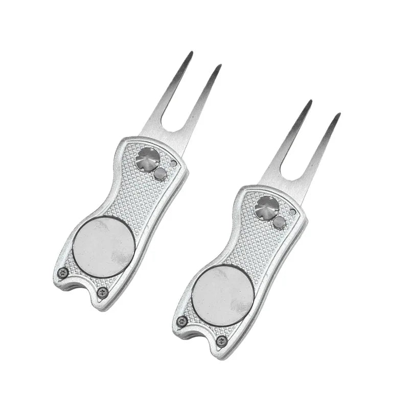 Foldable Golf Divot Repair Tool – Ball Marker & Groove Cleaner Putting Green Fork Accessory